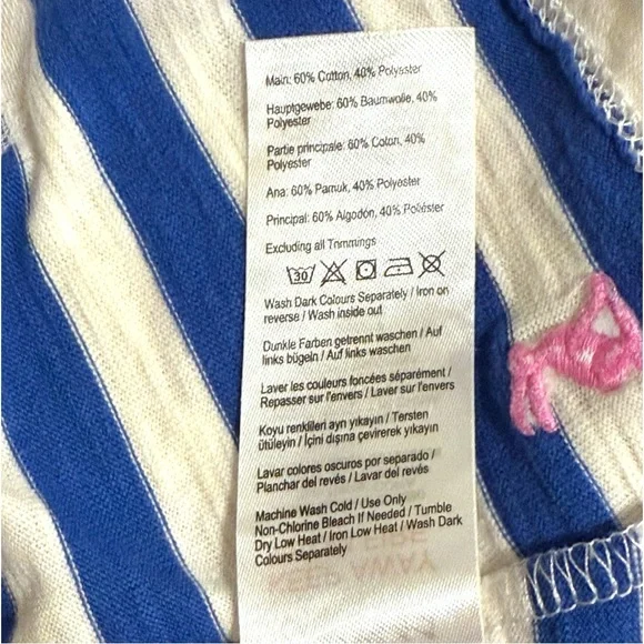 Joules Girls Size 5Y Blue White Striped Long Sleeve Top Shooting Star Appliqué - Picture 8 of 8